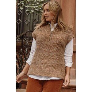 J. JILL Rib-Textured Marled Sweater-Vest Pumpkin Spice Multi Knit Womens Large